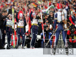 Biathlon WM - Athletinnen am Schiesstand; Team RUS feiert den Sieg