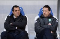 Fussball  1. Bundesliga  13/14: Trainer Dutt (SV Werder Bremen) und Manager Eichin (SV Werder Bremen)