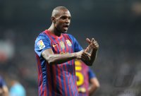 FUSSBALL International  COPA DEL REY  11/12: JUBEL nach dem TOR zum 1:2 durch Eric Abidal (Barca)