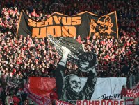 Fussball 1. Bundesliga Saison 14/15: FC Bayern Muenchen Fans mit Fanchoreographie