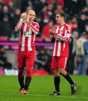 Fussball 1. Bundesliga : Arjen Robben, Philipp Lahm (v. li., FC Bayern Muenchen)