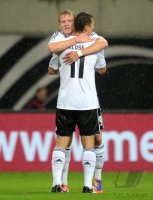 FUSSBALL INTERNATIONAL: Jubel nach dem Tor zum 2:0  Andre SCHUERRLE (li.)  mit Miroslav KLOSE (Deutschland)