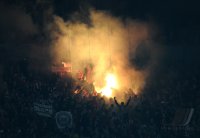 Fussball CHL  Saison 2010/2011: FC Bayern Muenchen Fans mit Bengalischen Feuer in der Fankurve