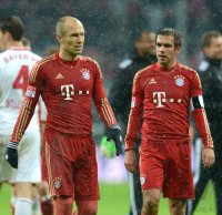 Fussball 1. Bundesliga, Saison 2012/2013:  Arjen Robben und Philipp Lahm (v. li., FC Bayern Muenchen)