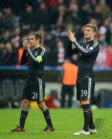 Fussball CHL&Atilde; Saison 12/13:  Philipp Lahm und Toni Kroos (v. li., FC Bayern Muenchen)