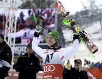 Ski Alpin  Herren  Slalom  Kitzbuehel 2013; JUBEL Marcel HIRSCHER (AUT)