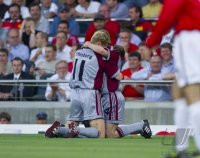 Fussball Champions League Finale 1999: JUBEL FC Bayern Muenchen, Effenberg und Basler