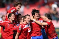 FUSSBALL, DFB Pokal 1. Hauptrunde:  Jubel Korbinian Mueller, Patrick Ziegler , Mijo Tunjic, Jonas Hummels  (v. li., Unterhaching)