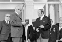 Fussball Ehrung der Deutschen Nationalmannschaft durch Bundespraesident Heinemann nach WM-Titel 1970
