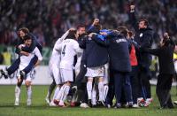 Fussball International  Play Off, SLO JUBEL nach dem Sieg , JUBELTRAUBE