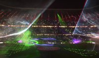 Fussball 1. Bundesliga Saison 14/15: Laser Show in der Allianz Arena