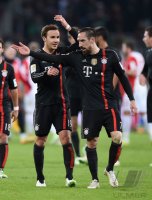 Fussball 1. Bundesliga Saison 14/15: Franck Ribery (FC Bayern Muenchen) und Mario Goetze (FC Bayern Muenchen)