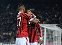 Fussball CHL  Saison 2011/2012: JUBEL mit Kevin Prince Boateng, Robinho (v.li., AC Mailand)