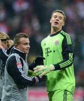 Fussball 1. Bundesliga, Saison 2012/2013:  Xherdan Shaqiri und Torwart Manuel Neuer (v. li., FC Bayern Muenchen)