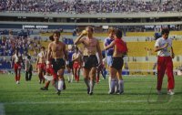 Fussball WM 1986 Marokko-Deutschland: Littbarski, Rummenigge