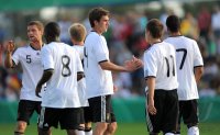 Fussball International  U 20 Laenderspiel:  Shkodran Mustafi, Reinhold Yabo, Stefan Bell, Patrick Herrmann (v. li, Deutschland)
