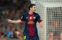 FUSSBALL Primera Division/Super Cup 2012: JUBEL Lionel Messi (Barca)