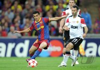 Fussball Champions League Finale 2011:  Pedro Rodriguez  (li, Barca) gegen Ryan Giggs (re, Manchester United FC)