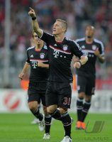 Fussball CHL  Saison 2011/2012: JUBEL Bastian Schweinsteiger (FC Bayern Muenchen)