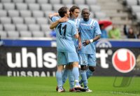 2. Fussball Bundesliga:  JUBEL nach dem Tor zum 4:0 mit Benjamin Lauth, Djordje Rakic, Collin Benjamin  (v. li., 1860 Muenchen)