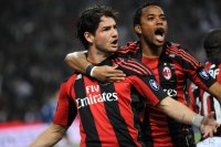 FUSSBALL SERIE A:  Jubel Pato, Robinho (v. li., AC Mailand)