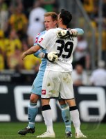 Fussball 1. Bundesliga: Marc Andre ter Stegen, Martin Stranzl  (v. li., Borussia Moenchengladbach)