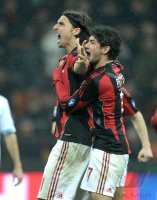FUSSBALL SERIE A:  Zlatan Ibrahimovic, Pato (v. li., AC Mailand)