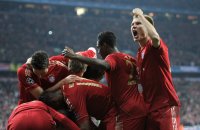 FUSSBALL INTERNATIONAL  CHL HALBFFINALE 11/12:  Mario Gomez, Philipp Lahm, Jerome Boateng, David Alaba , Holger Badstuber (v. li., FC Bayern Muenchen)