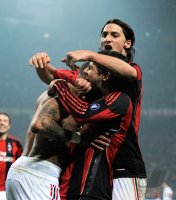 FUSSBALL SERIE A:  Kevin Prince Boateng, Pato, Zlatan Ibrahimovic (v. li., AC Mailand)