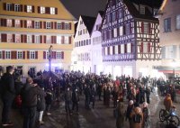 Demonstration von Gegner der Corona Massnahmen in der Tuebinger Altstadt