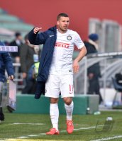 Fussball International Serie A 14/15: Lukas Podolski (Inter Mailand) enttaeuscht