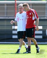 Fussball 1. Bundesliga: Trainer Jupp Heynckes , Nils Petersen (v. li., FC Bayern Muenchen)