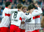 Fussball 1. Bundesliga: Bremen - Stuttgart, Jubel n. 1:3