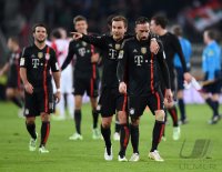 Fussball 1. Bundesliga Saison 14/15: Franck Ribery (FC Bayern Muenchen) und Mario Goetze (FC Bayern Muenchen)