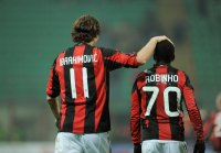 FUSSBALL SERIE A:   Zlatan Ibrahimovic ( AC Mailand) und  Robinho (AC Mailand)
