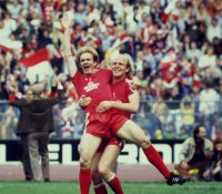 Fussball  FC Bayern-Braunschweig:  Rummenigge, Hoeness