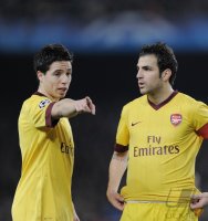 Fussball CHL  Saison 2010/2011:   Cesc Fabregas (Arsenal) und  Samir Nasri (Arsenal)