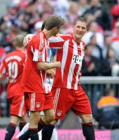 Fussball 1. Bundesliga: Thomas Mueller, Bastian Schweinsteiger (v.li., FCB)