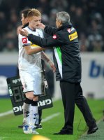 Fussball 1. Bundesliga, Saison 2011/2012: Marco Reus (li,) mit Trainer Lucien Favre (Borussia Moenchengladbach)