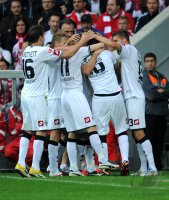 Fussball 1. Bundesliga, Saison 2011/2012:  JUBEL nach dem Tor zum 0:1 Borussia Moenchengladbach