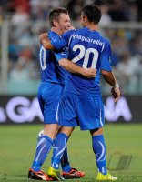 Fussball International EM 2012-Qualifikation: Fabio QUAGLIARELLA, Antonio CASSANO (v. re., Italien)