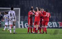 FUSSBALL  International CHL 09/10 : JUBEL , Mark van Bommel , Thomas Mueller , Mario Gomez  (v.li. FCB)