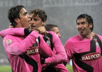 FUSSBALL SERIE A:  Jubel Claudio Marchisio (li, )  mit Alessandro Matri (Juventus Turin)