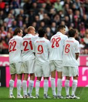 Fussball 1. Bundesliga : Christian Fuchs, Miroslav Karhan, Sami Allagui, Adam Szalai, Marco Caligiuri (v. li., 1. FSV Mainz 05)