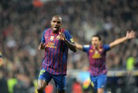 FUSSBALL International  COPA DEL REY  11/12: JUBEL nach dem TOR zum 1:2 durch Eric Abidal (Barca)