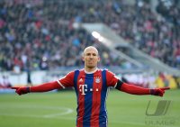 Fussball 1. Bundesliga Saison 14/15: JUBEL Arjen Robben (FC Bayern Muenchen)