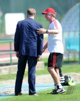 Fussball 1. Bundesliga Saison   2011/2012 :  Vorstandsvorsitzender Karl Heinz Rummenigge, Trainer Jupp Heynckes  (v. li., FC Bayern Muenchen)