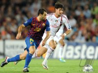 Fussball Champions League  Saison 2011/2012:  Javier Mascherano (li, Barca) gegen Pato (re, AC Mailand)