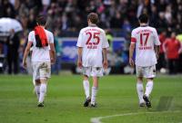 Fussball 1. Bundesliga : Miroslav Klose, Thomas Mueller, Mark van Bommel (v.li., FCB)
