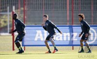 Fussball Training Deutsche Nationalmannschaft: Antonio Ruediger, Julian Draxler und Leroy Sane (alle Deutschland)